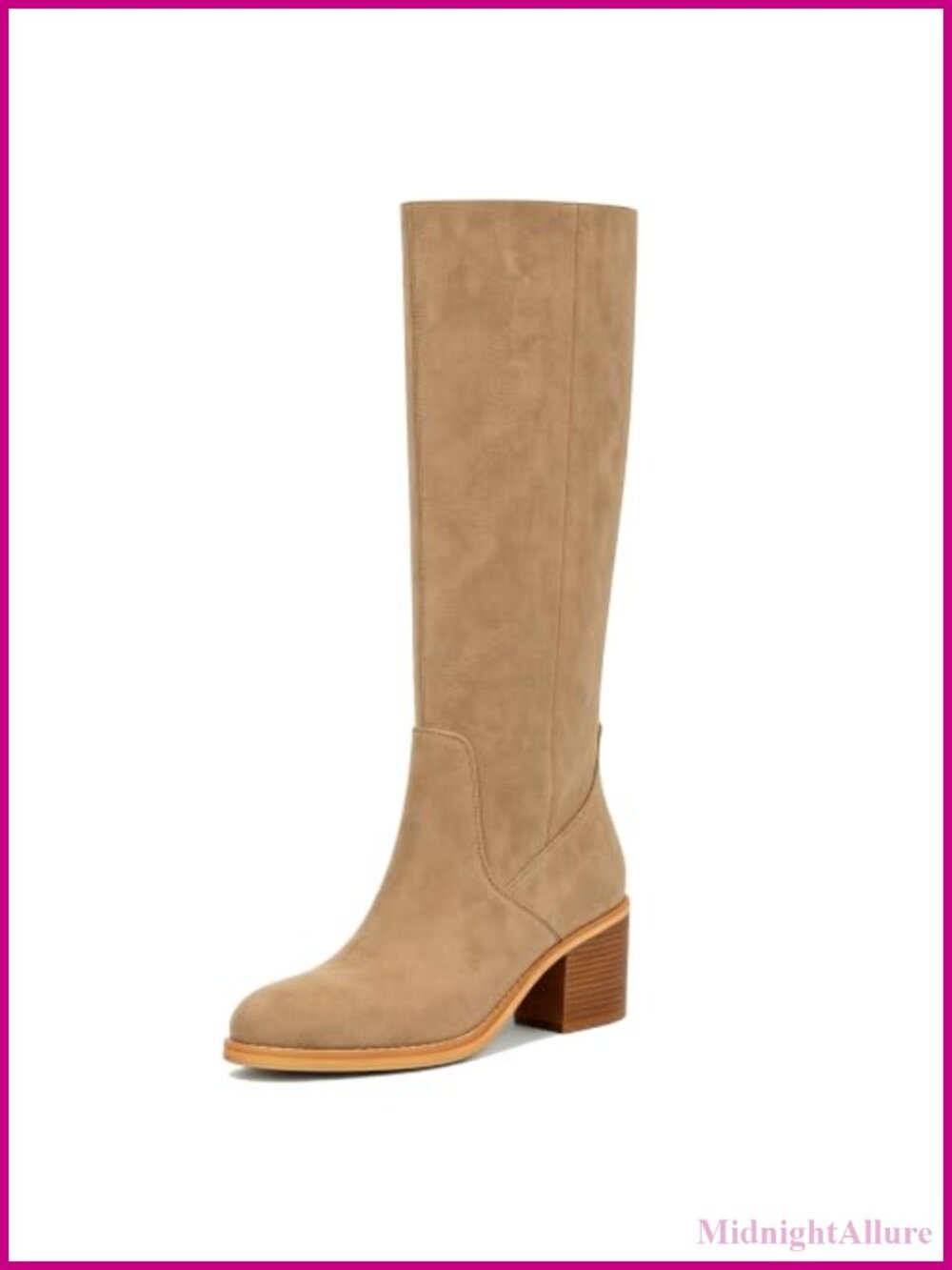 Knee High Boots Chunky Heel Tall Side Zip Fall Winter Women's